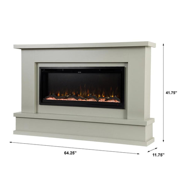 Modern Ember Patton Smart Electric Fireplace Mantel Package In Gray Electric Fireplaces Direct