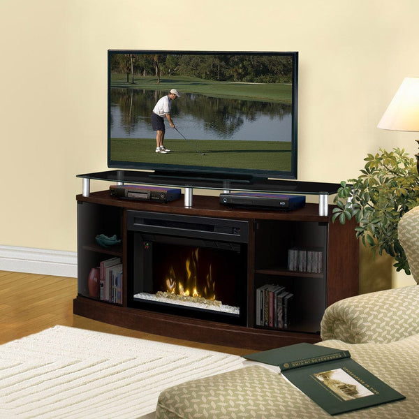 Windham Mocha Electric Fireplace Media Console With Acrylic Ice Embers Electric Fireplaces Direct 3974