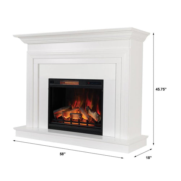 Modern Ember Larimore Electric Fireplace Mantel Package in White ...