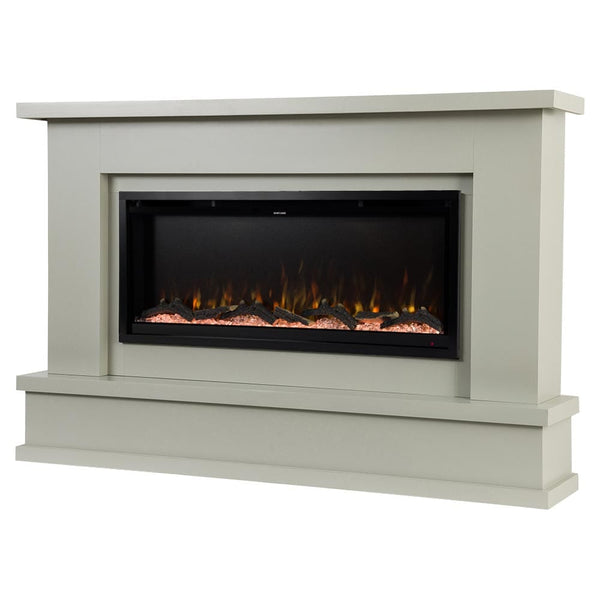 Modern Ember Patton Smart Electric Fireplace Mantel Package in Gray ...