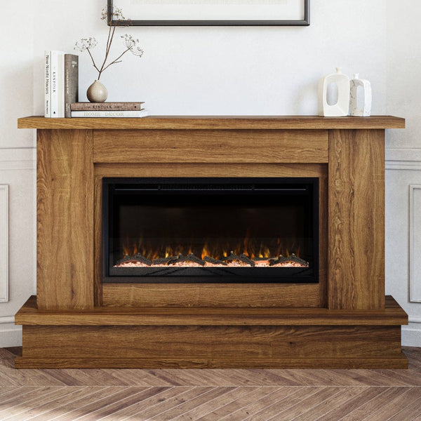 Modern Ember Patton Smart Electric Fireplace Mantel Package in Provinc ...